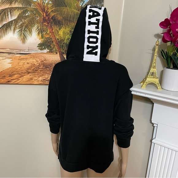 Victoria’s Secret PINK Nation Black Split Neck Hoodie Small - Picture 4 of 10